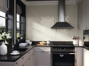 APE Vintage Natural Hexagon Tile installed on a backsplash